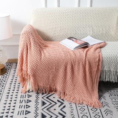 China Factory Outlet Office Home Anti-pilling Air Conditioning Blanket Knitted Siesta Covering Shell Blanket for sale