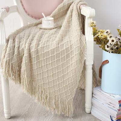 China Anti-pilling BOURINA Coral Throw Blanket Textured Solid Sofa Couch Decorative Knit Soft Blanket, 50