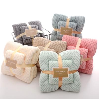 China Direct Sales Pure Color Family Coral Fleece Soft Bath Towel Customized Absorbent Facial Set QUICK DRY for sale