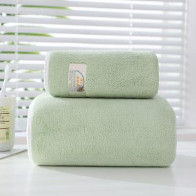 China Creative Viable Coral Towel Two Piece Set Plain Weave Bath Towel Set Baby and Mother Velvet Towel Gift for sale