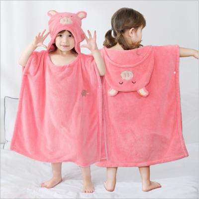 China Animal Water Absorption Coral Velvet Children's Hooded Bath Towel Cap Bath Towel Safe For Cartoon Children for sale