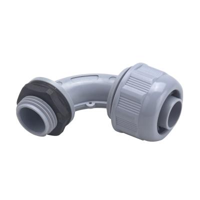 China PP Waterproof Nonmetallic Flexible Conduit Fitting, Quick Type, 90 Degree Elbow for sale