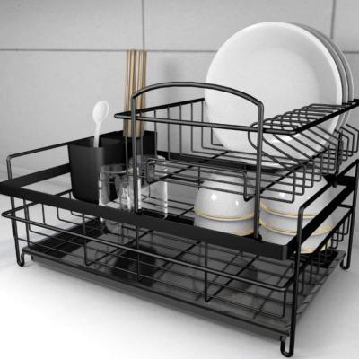 China Sustainable 2 Tier Kitchen Stainless Steel Sink Dish Drying Rack Drainer Organizer for sale