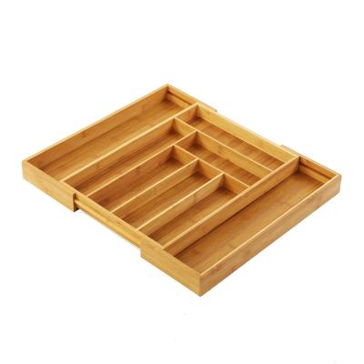 China Sustainable Manufacturer Bamboo Kitchen Expandable Drawer and Tray Dividers Organizer for sale