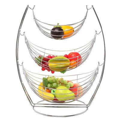 China Stocked China Manufacturer 3 Tier Fruit Basket Chromed Rack for sale