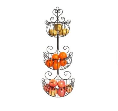 China Modern DesignWrought Iron Stocked Fruit Storage, Metal Wire Fruit Basket Holder for sale