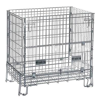 China Warehouse Stackable Wire Mesh Box Steel Butterfly Cage With Wheels for sale