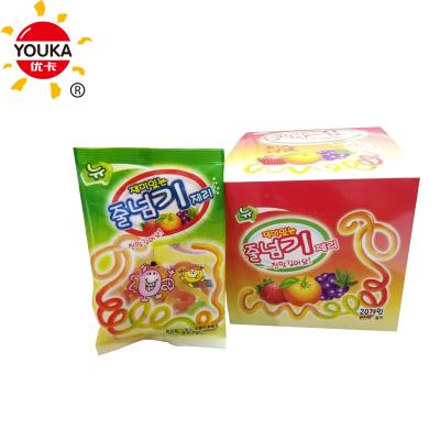 China 36g Natural Long String Candy Mix Soft Gummy Fruit Or Cola Flavors Sweet Gummy Candy for sale