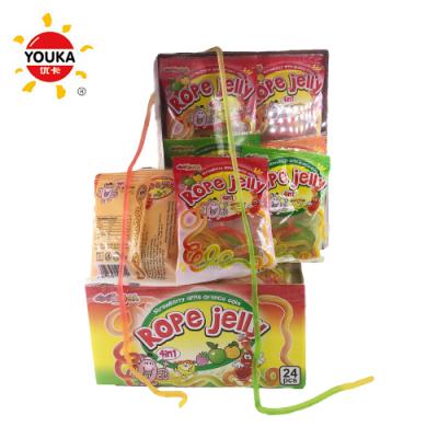 China 13g 4in1 Natural Multi Flavor Fruity Rope Jelly Rope Gummy Candy for sale