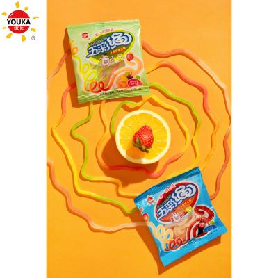 China 26g Natural Long String Candy Mix Soft Gummy Fruit Or Cola Flavors Sweet Gummy Candy for sale