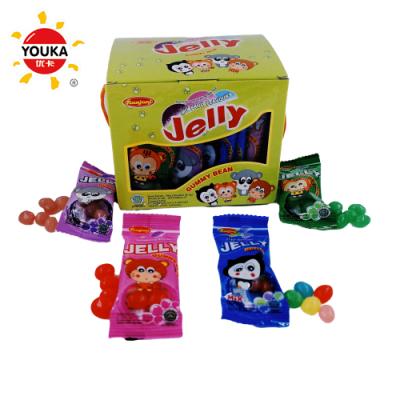 China Natural Mix 5g Fruit Flavors Bean Candy Halal Chewy Jelly Gummy Bean Candy for sale