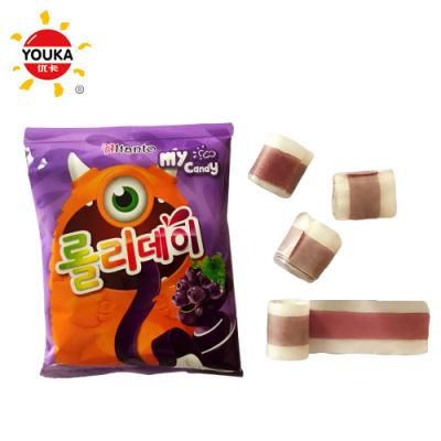 China Natural Grape Bun Flavor 35g Strip Bun Candy Soft Gummy Candy for sale