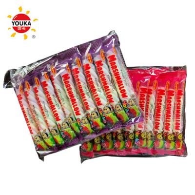 China Natural Halal Twisted Soft Marshmallow Stick Rainbow Marshmallow Candy for sale