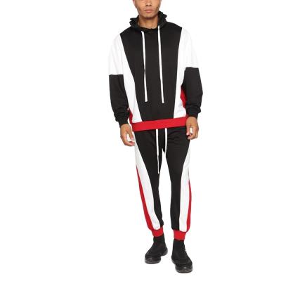 China Breathable Mens Sports Tracksuit Color Block Hoodie With Drawstring Mens Sets Casual Sweatsuit for sale