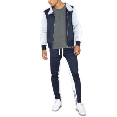 China Breathable Mens Self Fold Down Collar Custom Tracksuit Bottoms With Full Zipper Closure Men's Casual Sets for sale