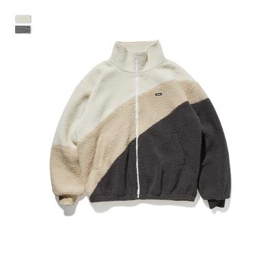 China Men Clothing Color Spliced ​​Sherpa Zipper Breathable Customized Fluffy Jacket for sale