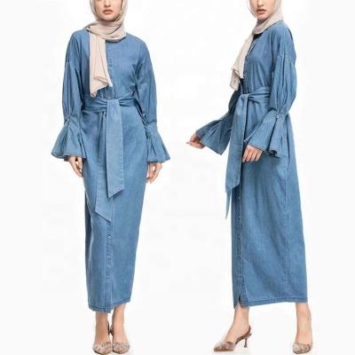 China 2021 Modest fashion loriya fashion wholesale price malaysia denim abaya islamic middle east clothing for sale