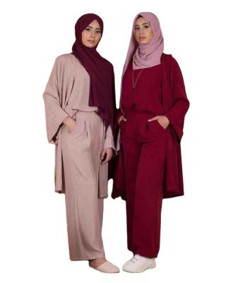 China 2021 three piece hot sale diary wear 3 pieces set for muslim women with 4 colors for sale