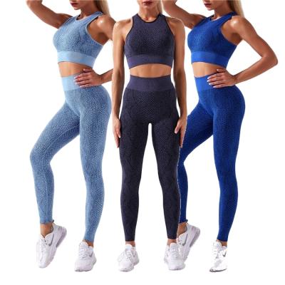 China 2021 Breathable Two Piece Sets Women Workout Set Women Yoga Suit Seamless Yoga Sets Seamless Fitness Sportswear Activewear for sale