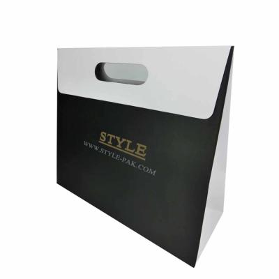 China Recycled Materials Custom Die Cut Handle Logo Eco Friendly Foldable Grocery Folded Shopping Bag With Competitive Price for sale