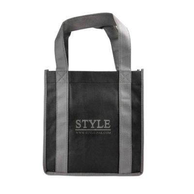 China OEM/ODM Handled CUSTOMIZED LOGO GRAY BLACK PP Nonwoven Shopping Bag Printed Reusable Nonwoven Shopping Bags for sale