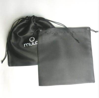 China Wholesale Satin Gift Drawstring Silk Pouch With Customized Logo With Grommets for sale