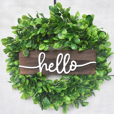 China Home Decorative Warm Green Boxwood Christmas Wreath Artificial Door Jasmine Braid Wed Garland Greenery Wreath for sale