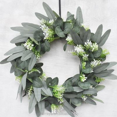 China Home Decorative Wholesale Wedding Lamb Ears Artificial Eucalyptus Braids Green Spring Door Garlands for sale