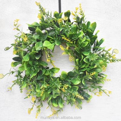 China Spring Ring Wreath Wedding Front Entrance Wreaths Boxwood Plant Home Decorative Artificial Green Garland for sale