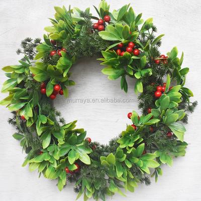 China Red Fruit Front Wreath of Christmas Home Decorative Wholesale Green Wreaths Halloween Wreath Window Sale Red Fruit for sale