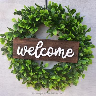 China Fartificial Christmas Wreath Wedding Garlands Home Door Garlands Green Boxwood Home Decorative Wreaths for sale