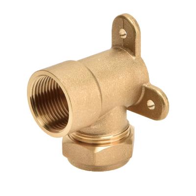 China Wholesale Brass Materials Pipe Fitting Elbow Plate Wall Fitting Tee Straight Compression Tube Nickel Plated for sale