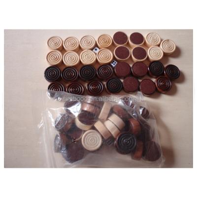 China Education; Fun Wooden Checkers Pieces In Natural And Brown Color / Wooden Backgammon Checkers for sale