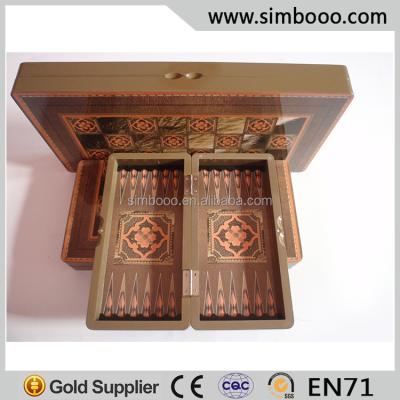 China Education; Fun Antique Chess Game HDF 29*14.5*4.2CM Chessboard Syriah Leather Backgammon Board for sale