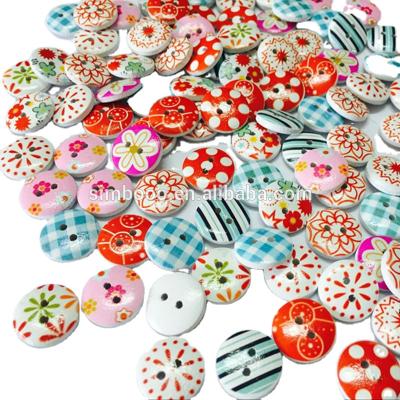 China China style hot wood button diy 15mm series, color arts and crafts for sale