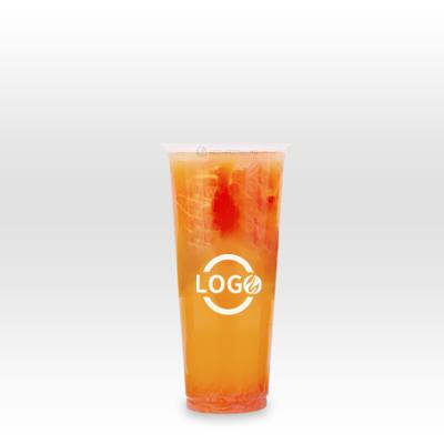 China 12oz 16oz 22oz boba bubble tea coffee cup disposable eco friendly custom plastic cups with lids for sale