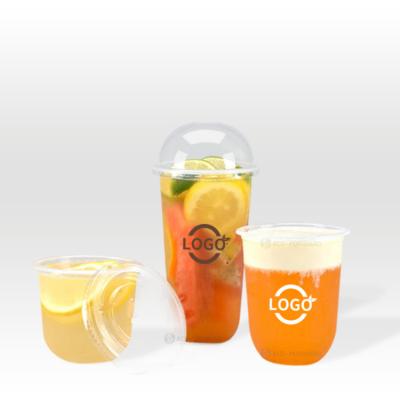 China Factory Wholesale Eco-friendly Disposable pp 380ml Boba Lid Sealable Tea Cups Frosted U Shape Cups Polypropylene Plastic Cup for sale