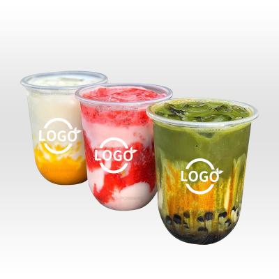 China Biodegradable High Quality Smart Biodegradable Smoothie Disposable Dessert Single Reusable Plastic Cup With Disposable Lid for sale