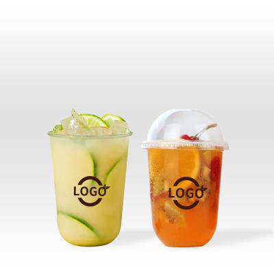 China Disposable eco-friendly stocked hard injection pp clear and frosted U logo 500ml/700ml reusable cup biodegradable custom bubble tea boba tea for sale