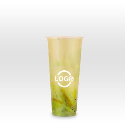 China Disposable eco-friendly 500 700 ml pp hard disposable factory stocked custom plastic cup with pp injection lid for sale