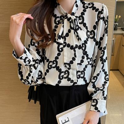 China QUICK DRY Fashion Printing Lantern Sleeve Spring Ladies Spring Summer Women's Blouses Shirts Chic Tops Blusas Mujer 2022 New Long Shirts for sale