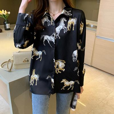 China Fashion Printing Ladies Shirts Breathable Women's Blouses Spring Autumn Long Sleeve Shirts Tops Blusas Mujer for sale