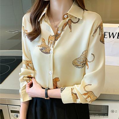 China Fashion Breathable Leopard Print Ladies Shirts Women's Blouses Spring Autumn Long Sleeve Shirts Tops Blusas Mujer for sale