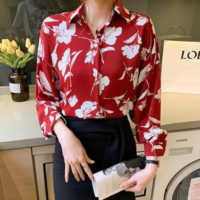 China Fashion Breathable Flower Printing Ladies Shirts Women's Blouses Spring Autumn Long Sleeve Shirts Tops Blusas Mujer for sale