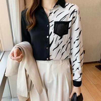 China Fashion Printing Ladies Shirts Women's Breathable Chiffon Blouses Spring Autumn Long Sleeve Shirts Tops Blusas Mujer for sale