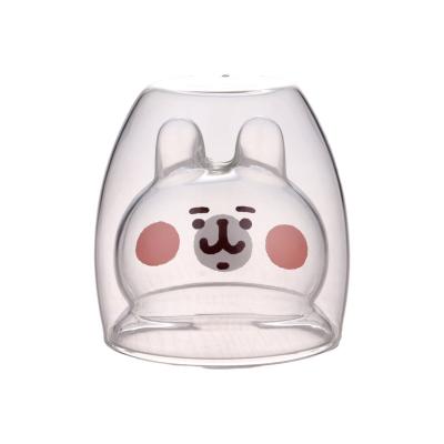 China Hot Selling Cartoon Rabbit Shaped Cute Design Glass Mug Double Wall Coffee Mug Tea Coffee Cup Breakfast Bear Glass Milk Beer Drinkware for sale