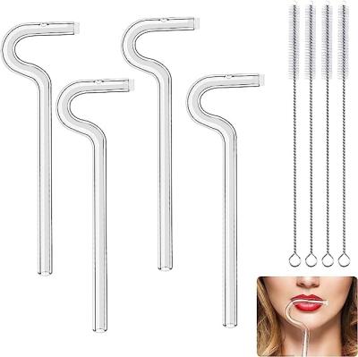 China Hot Selling Anti Wrinkle Drinking Straws Borosilicate Special Design Glass Drinking Straws Environmentally Friendly Reusable Straws for sale