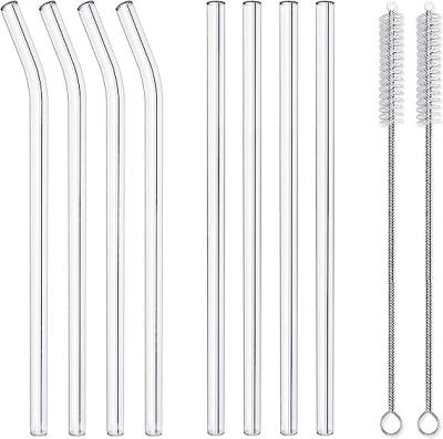 China Hot Selling High Borosilicate Anti Wrinkle Glass Transparent Straw Environmental Friendly Reusable Straws Straight And Curved Straws for sale