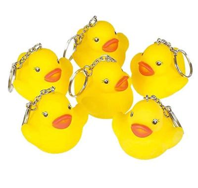 China Promotion Gift Wholesale Custom Cute 3d Jewelry Cute Pendant Car Ornament PVC Yellow Animal Plastic Duck Rubber Keychain for sale