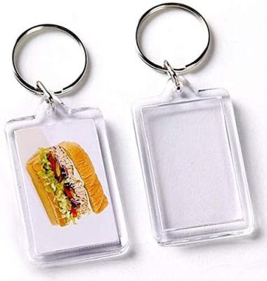 China Promotion Gift Custom Made Double Sided Hot Sale Blank White Photo Insert In Photo Rectangular Clear Acrylic Key Chain Holder for sale